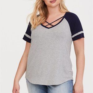 💜TORRID STRAPPY FOOTBALL CLASSIC FIT TEE